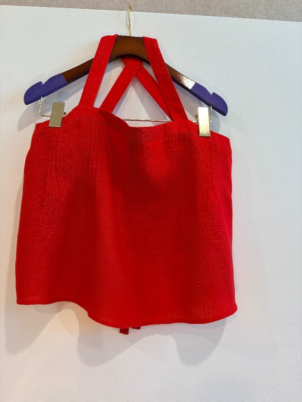 J.Crew Red Linen Blend Halter Tie Top Sleeveless Summer Blouse S